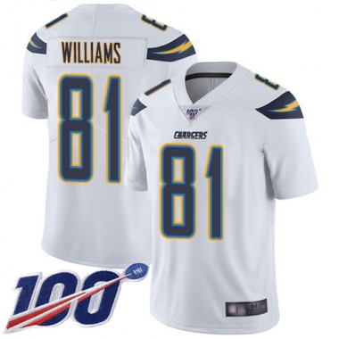 Los Angeles Chargers NFL Football Mike Williams White Jersey Men Limited #81 Road 100th Season Vapor Untouchable